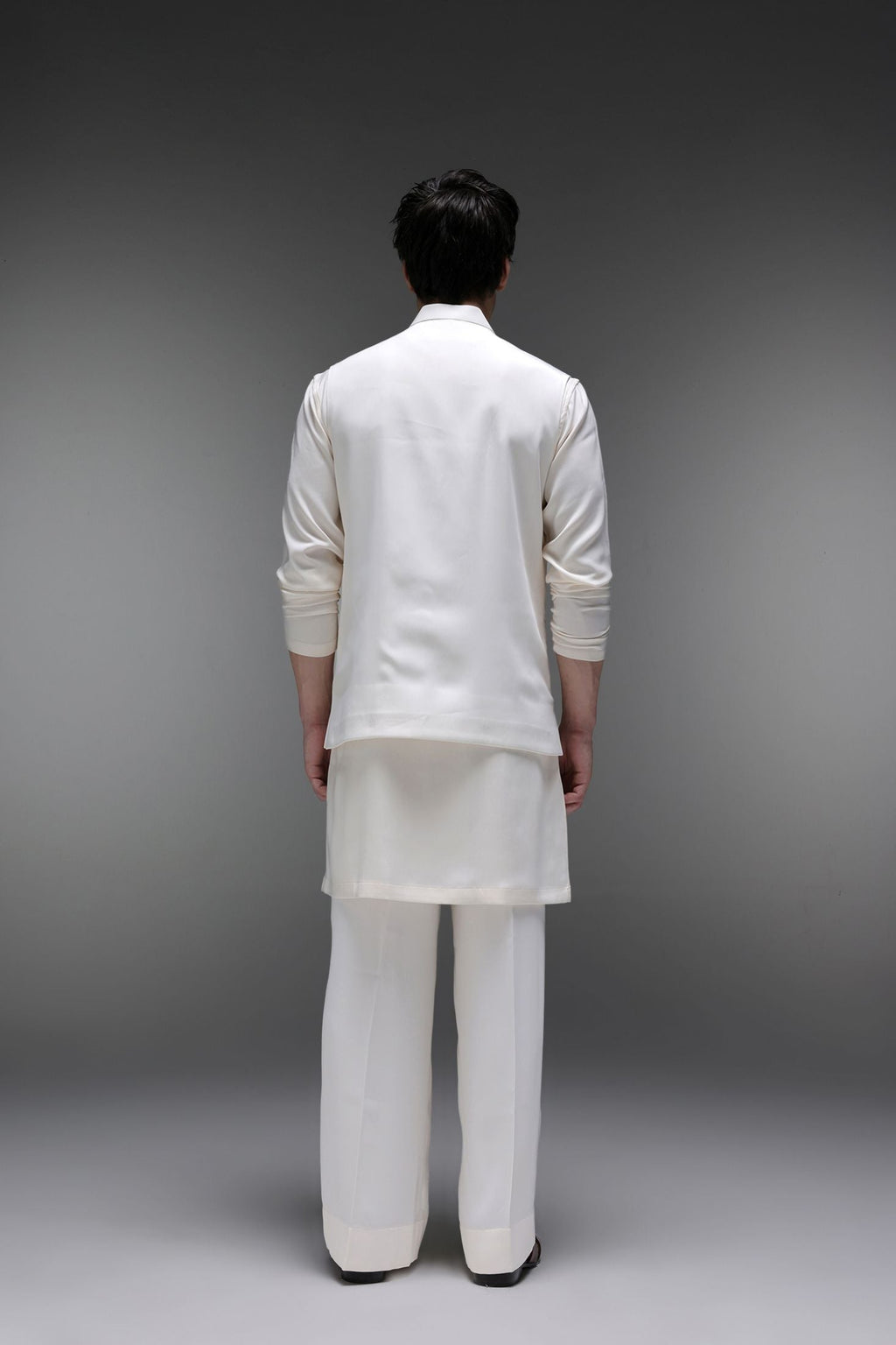 Spring - Hand Embroidered Designer Bundi With Kurta - Ivory