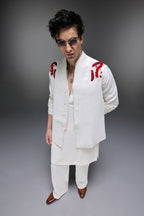 Spring - Hand Embroidered Designer Bundi With Kurta - Ivory