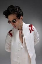 Spring - Hand Embroidered Designer Bundi With Kurta - Ivory