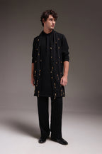 Tinkle - Hand Embroidered Designer Shawl - Black