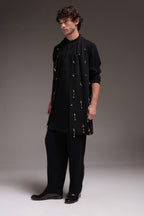 Tinkle - Hand Embroidered Designer Shawl - Black