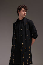 Tinkle - Hand Embroidered Designer Shawl - Black