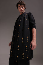 Tinkle - Hand Embroidered Designer Shawl - Black