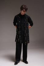 Tinkle - Hand Embroidered Designer Shawl - Black