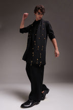 Tinkle - Hand Embroidered Designer Shawl - Black