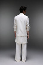 Spring - Hand Embroidered Designer Bundi With Kurta - Ivory