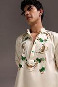 Natant Tiger - Hand Embroidered Designer Kurta - Ivory