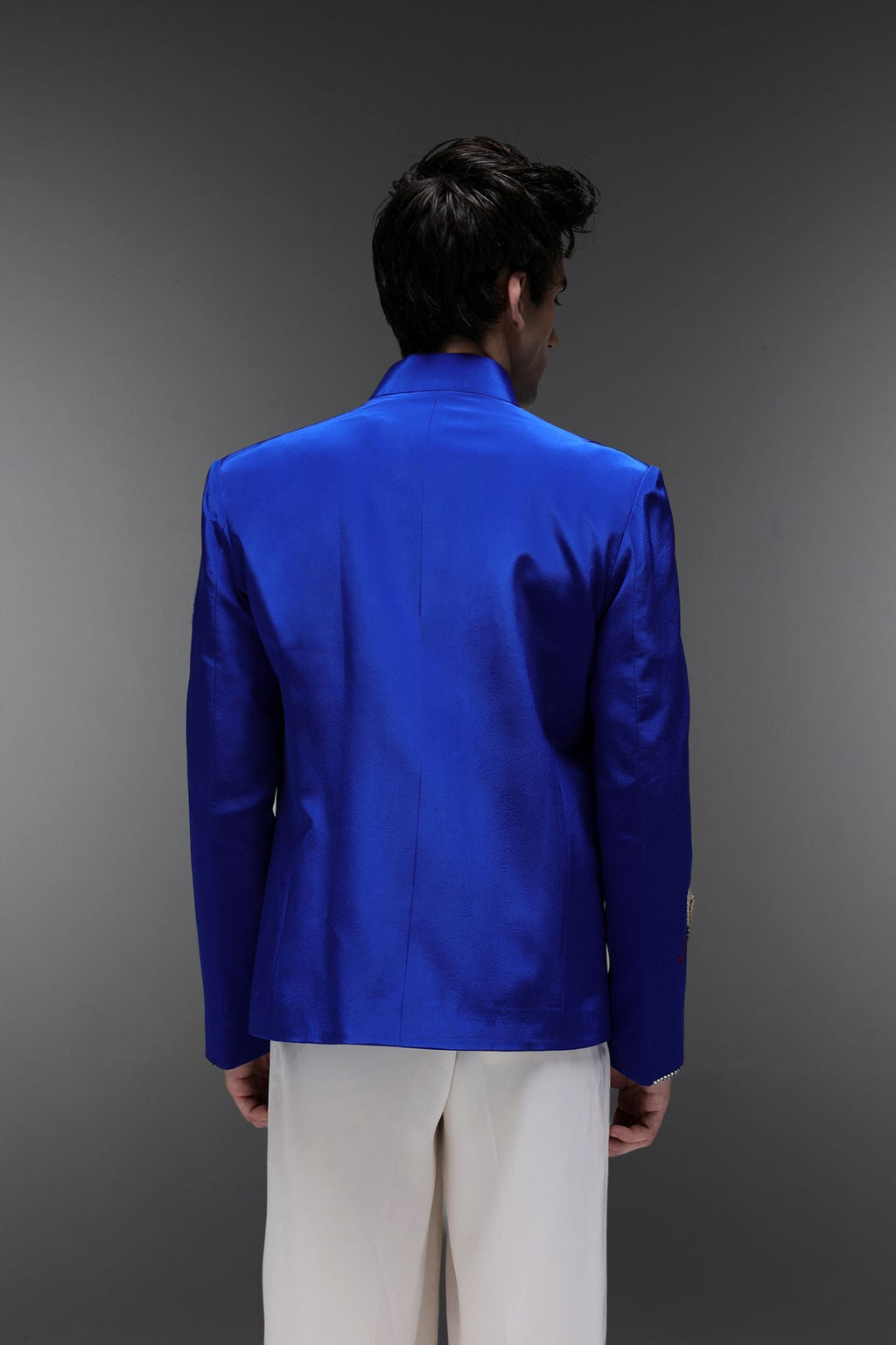 Heron (Bird) - Hand Embroidered Bandhgala - Royal Blue