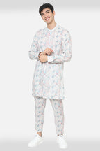 White Printed Kurta Set