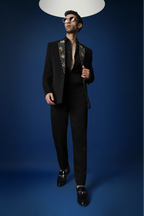 Nova Hand Embroidered Tuxedo - Black