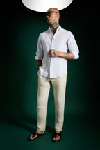 Heart Hand Embroidered Irish Linen Shirt - White