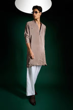 Petals Hand Embroidered Designer Kurta - Lilac Luster