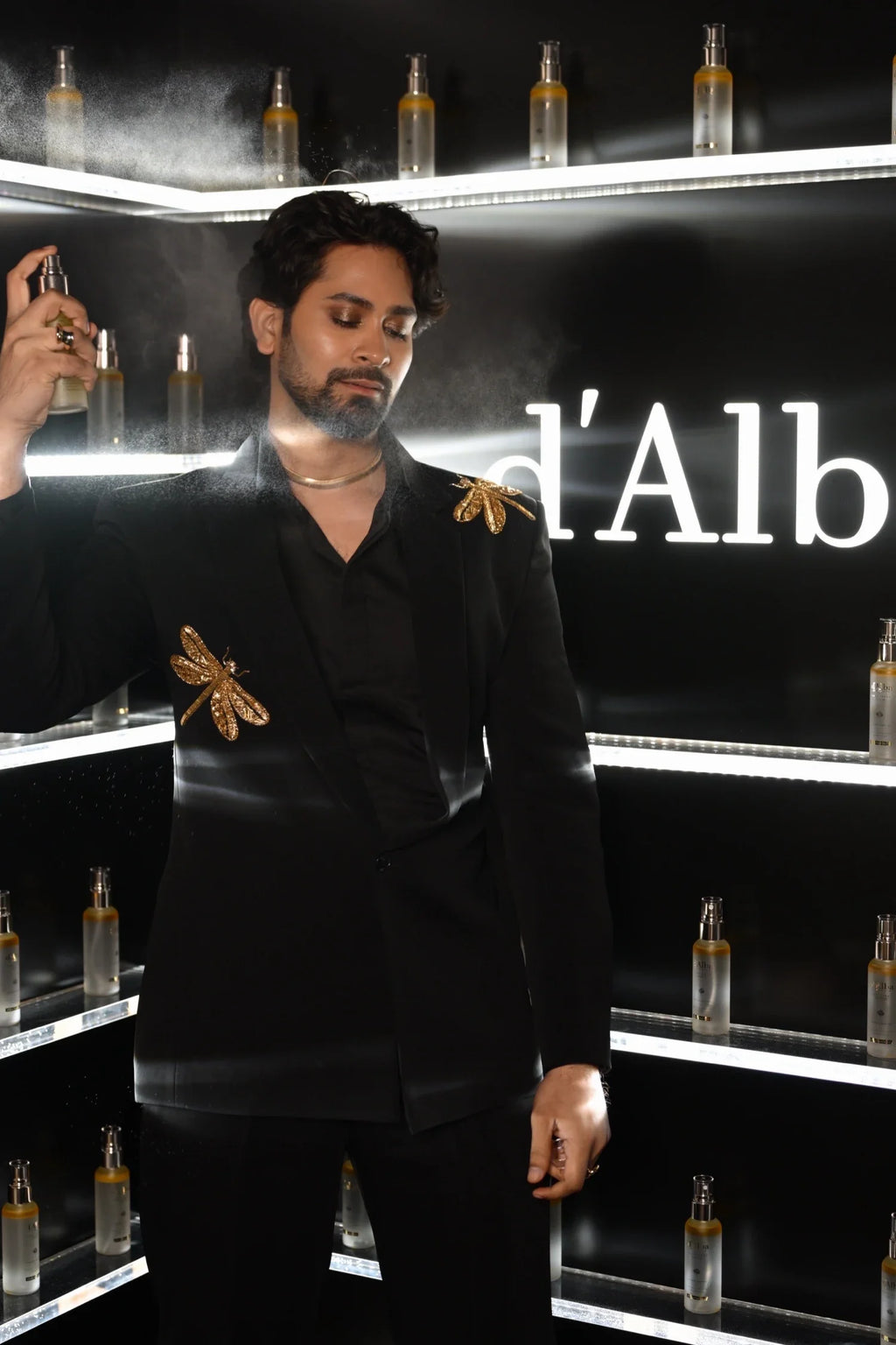 Dragonflies Hand Embroidered Tuxedo - Black