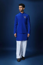 Swaagat Nahin Karoge Humara Hand Embroidered Bundi Set - Royal Blue