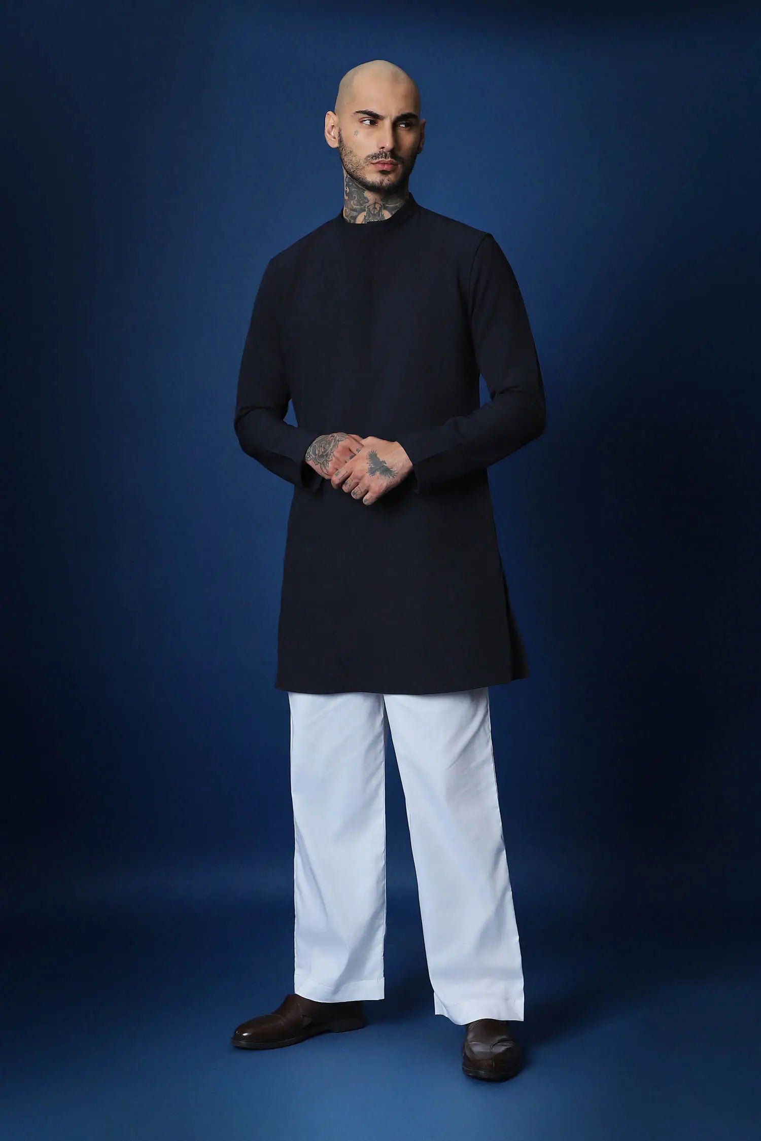 Solstice Hand Embroidered Bundi Set - Navy