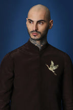 Mere Yaar Ki Shaadi Hai Hand Embroidered Bundi Set - Brown