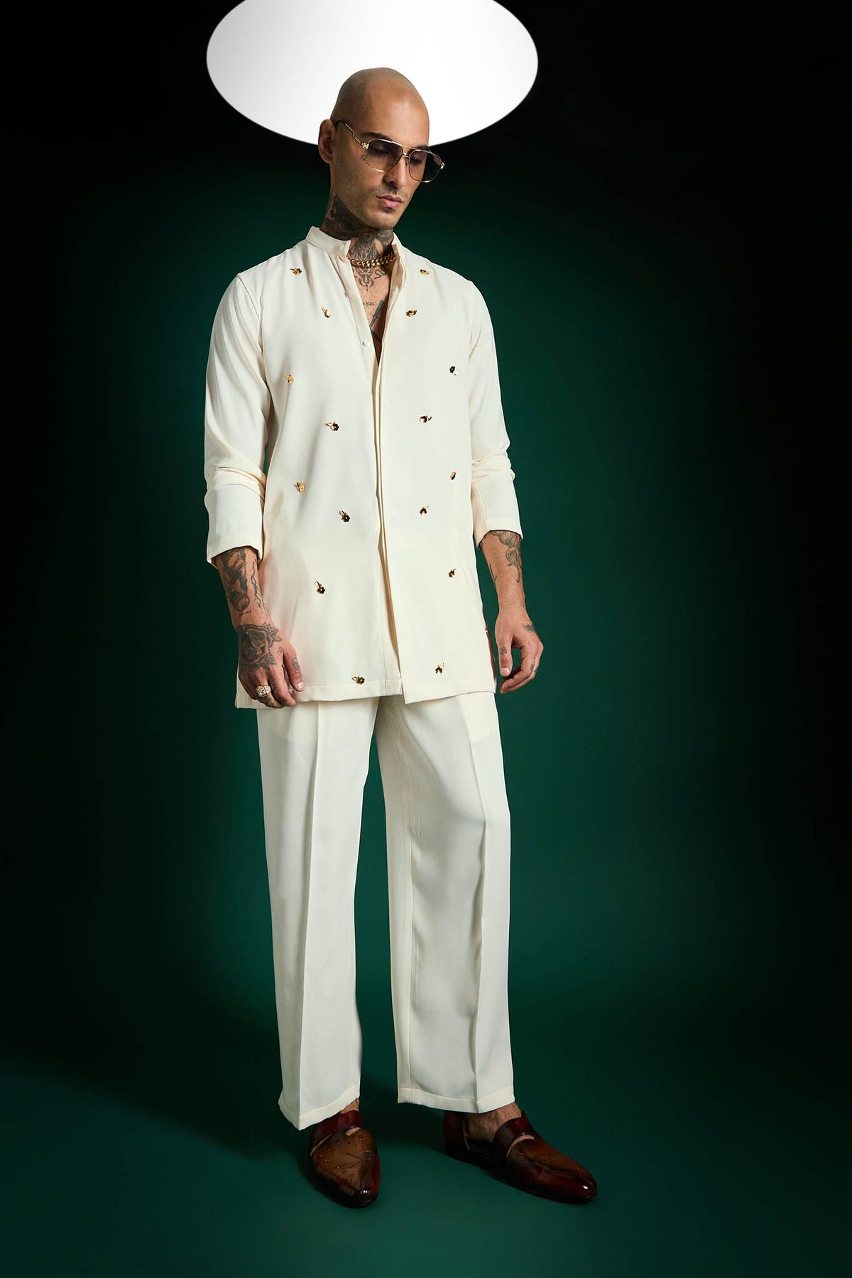 Relic Hand Embroidered Designer Kurta Set - Ivory