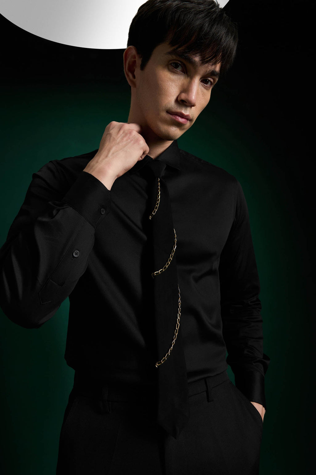Metal Chain- Hand Embroidered Designer Tie