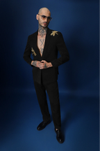 Dragonflies Hand Embroidered Tuxedo - Black