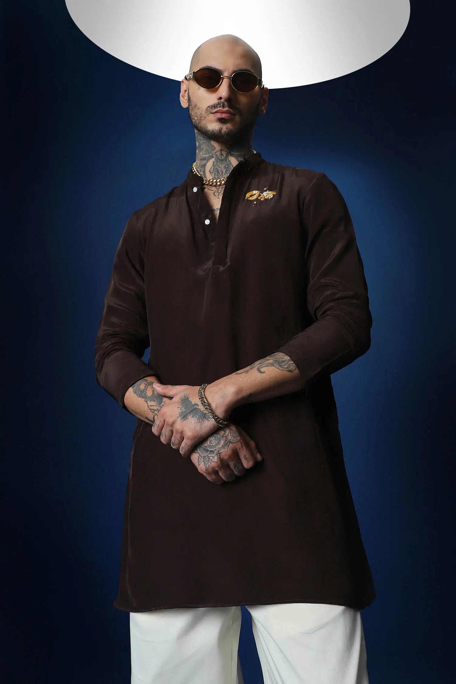 Bride Squad Hand Embroidered Kurta - Brown