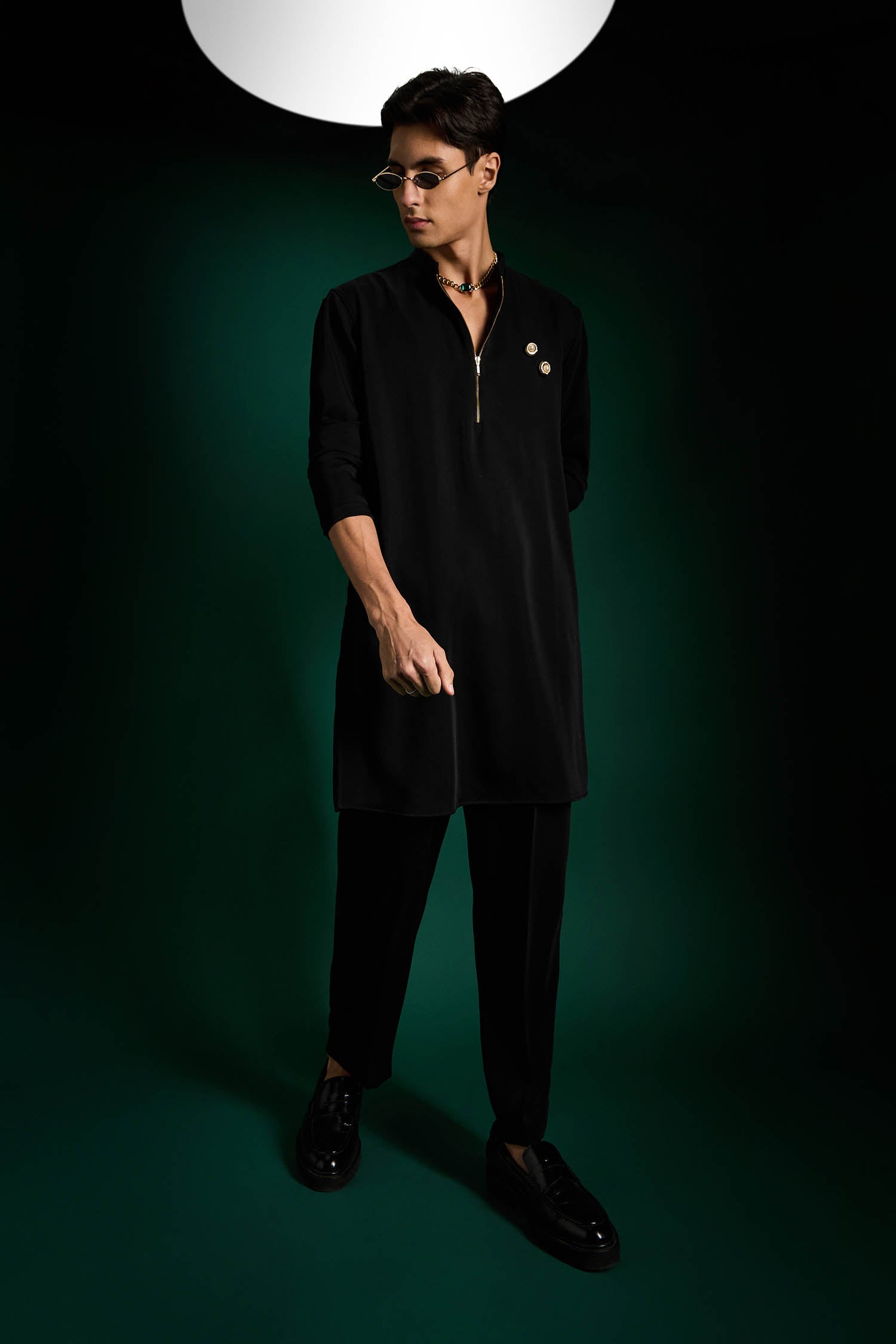 Disc Hand Designer Kurta - Black