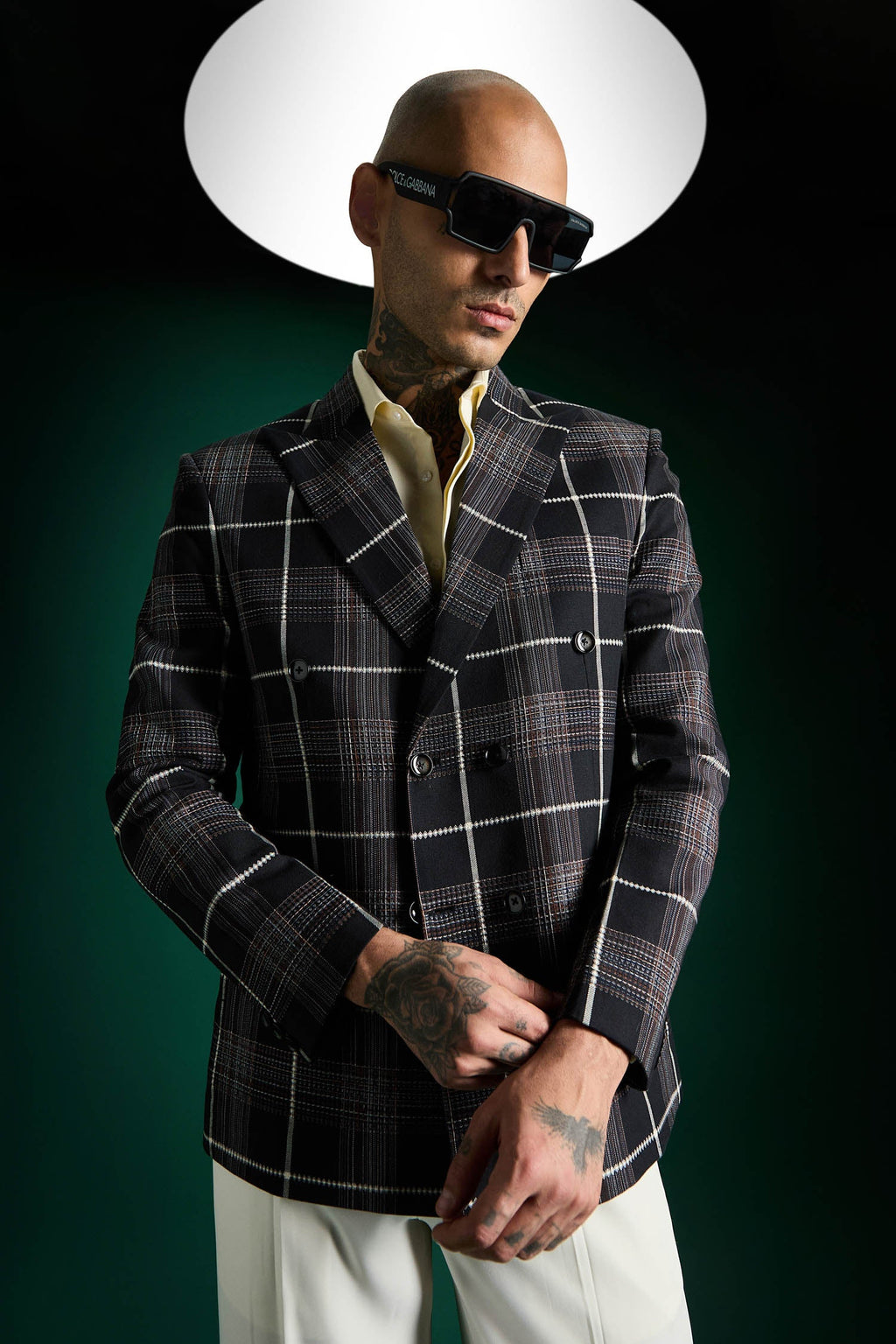 The Board Room Tartan Checks Blazer - Black