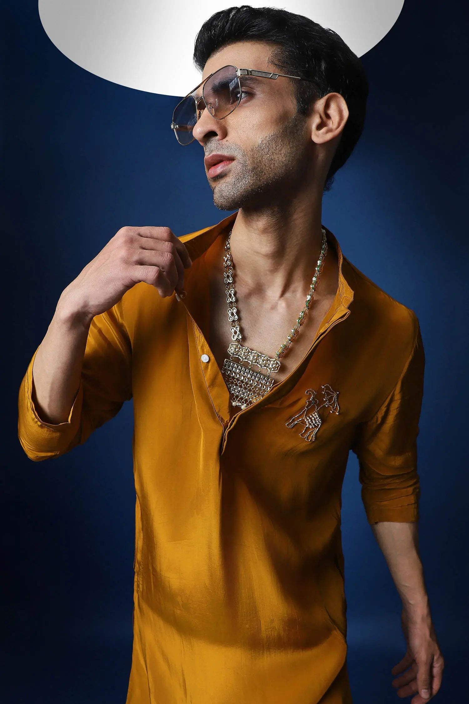 Swaagat Nahin Karoge Humara Hand Embroidered Kurta - Mustard