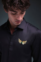 Winglet - Hand Embroidered Designer Shirt - Black