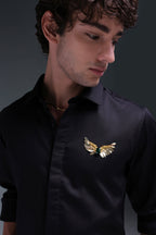 Winglet - Hand Embroidered Designer Shirt - Black
