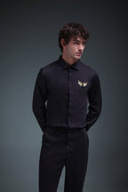Winglet - Hand Embroidered Designer Shirt - Black