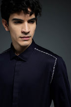 Sprinkle - Hand Embroidered Designer Shirt - Navy