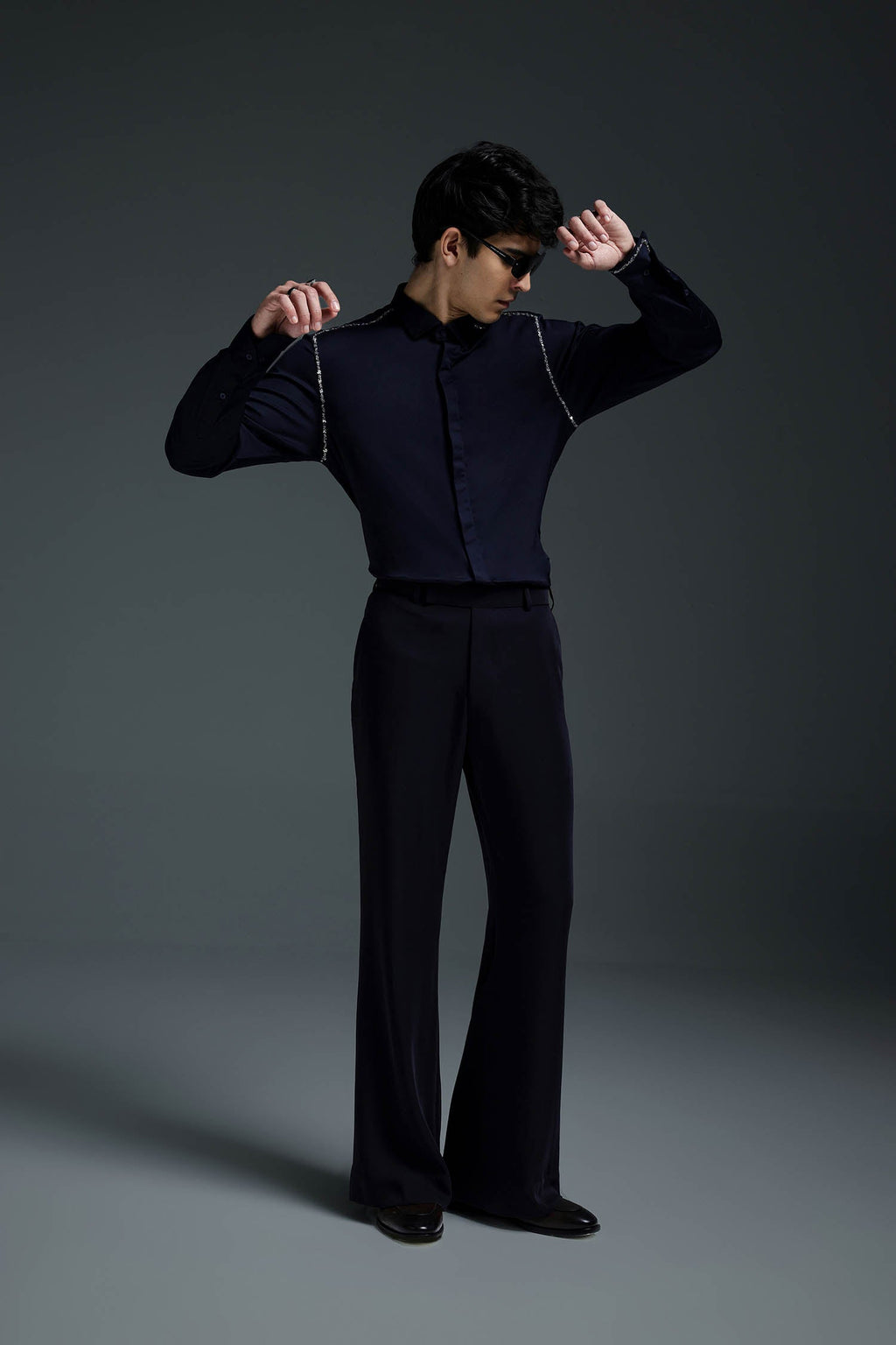 Sprinkle - Hand Embroidered Designer Shirt - Navy