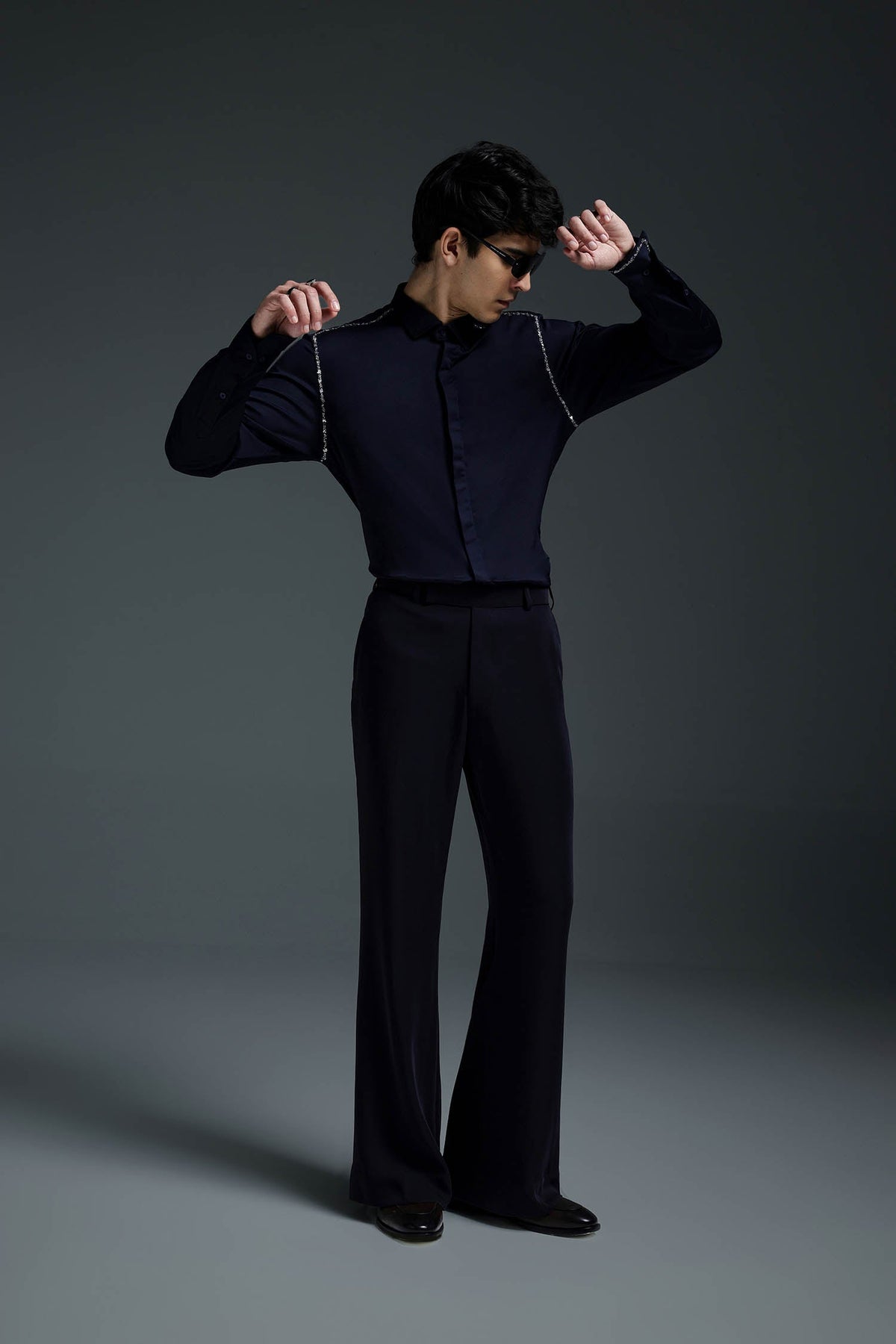 Sprinkle - Hand Embroidered Designer Shirt - Navy