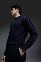 Sprinkle - Hand Embroidered Designer Shirt - Navy