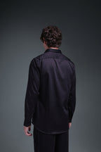Regal(Green Rhinestone) - Hand Embroidered Designer Shirt - Black