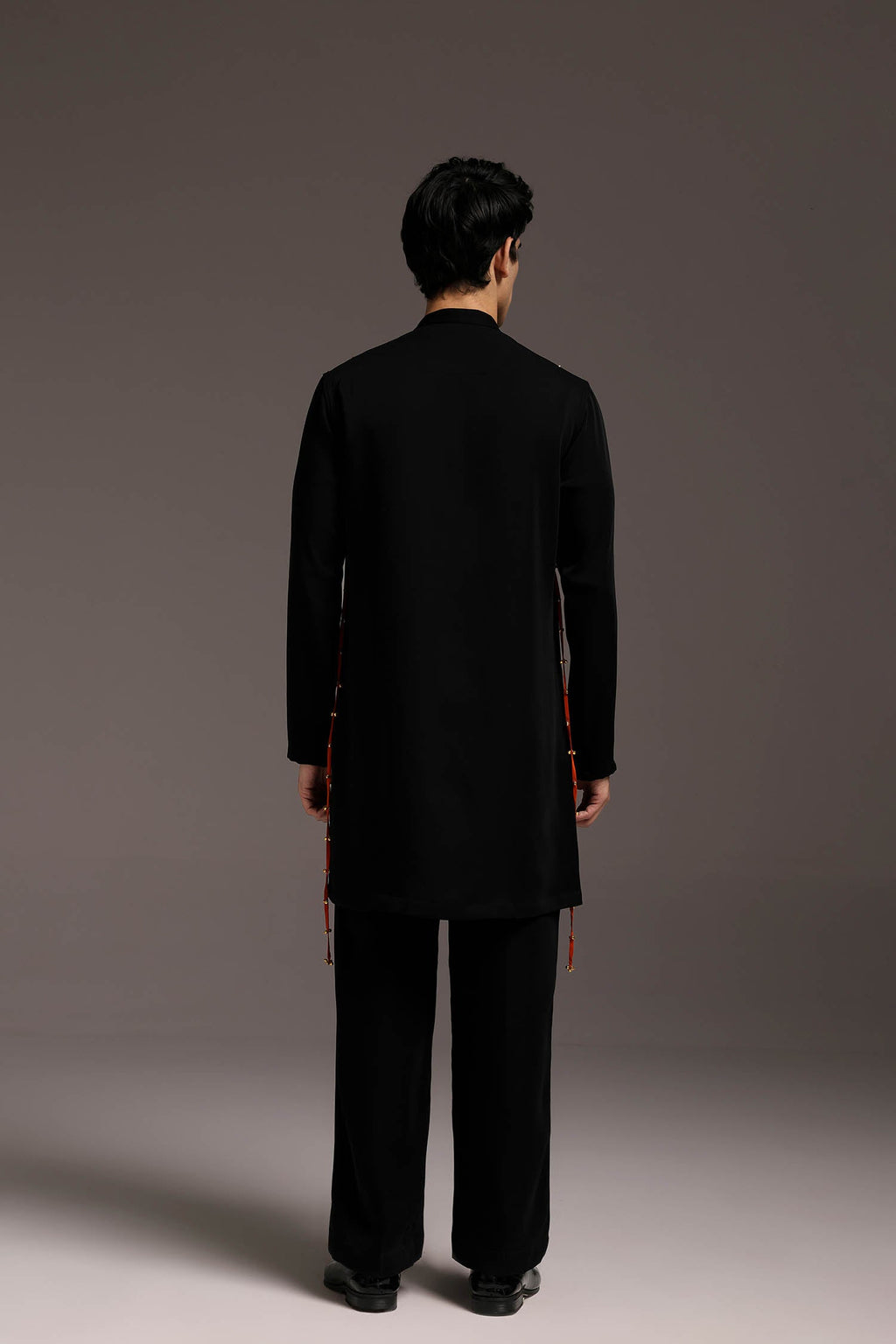 Cord (Ghungroo)- Hand Embroidered Designer Kurta Set - Black
