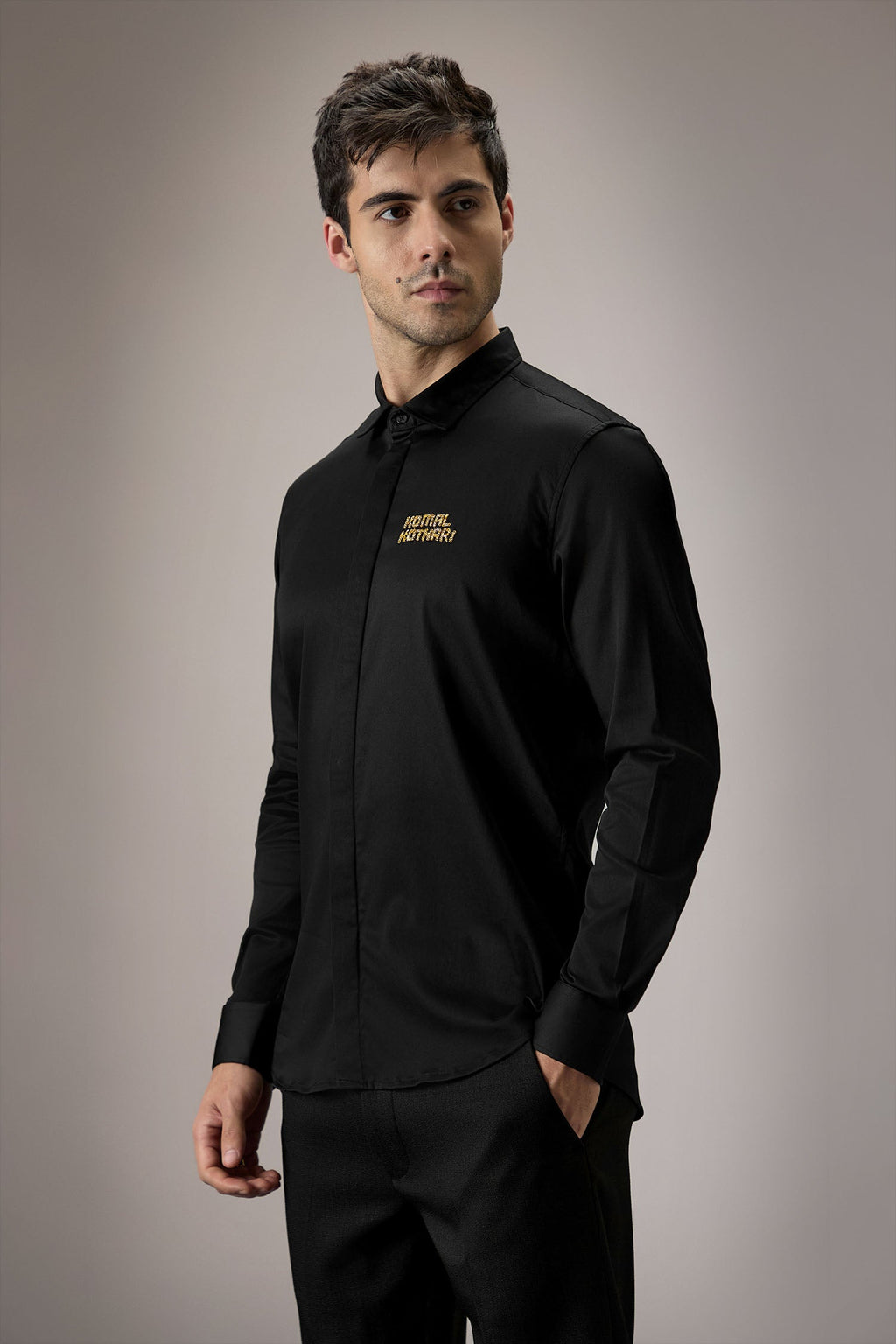 Komal Kothari Hand Embroidered Designer Shirt - Black