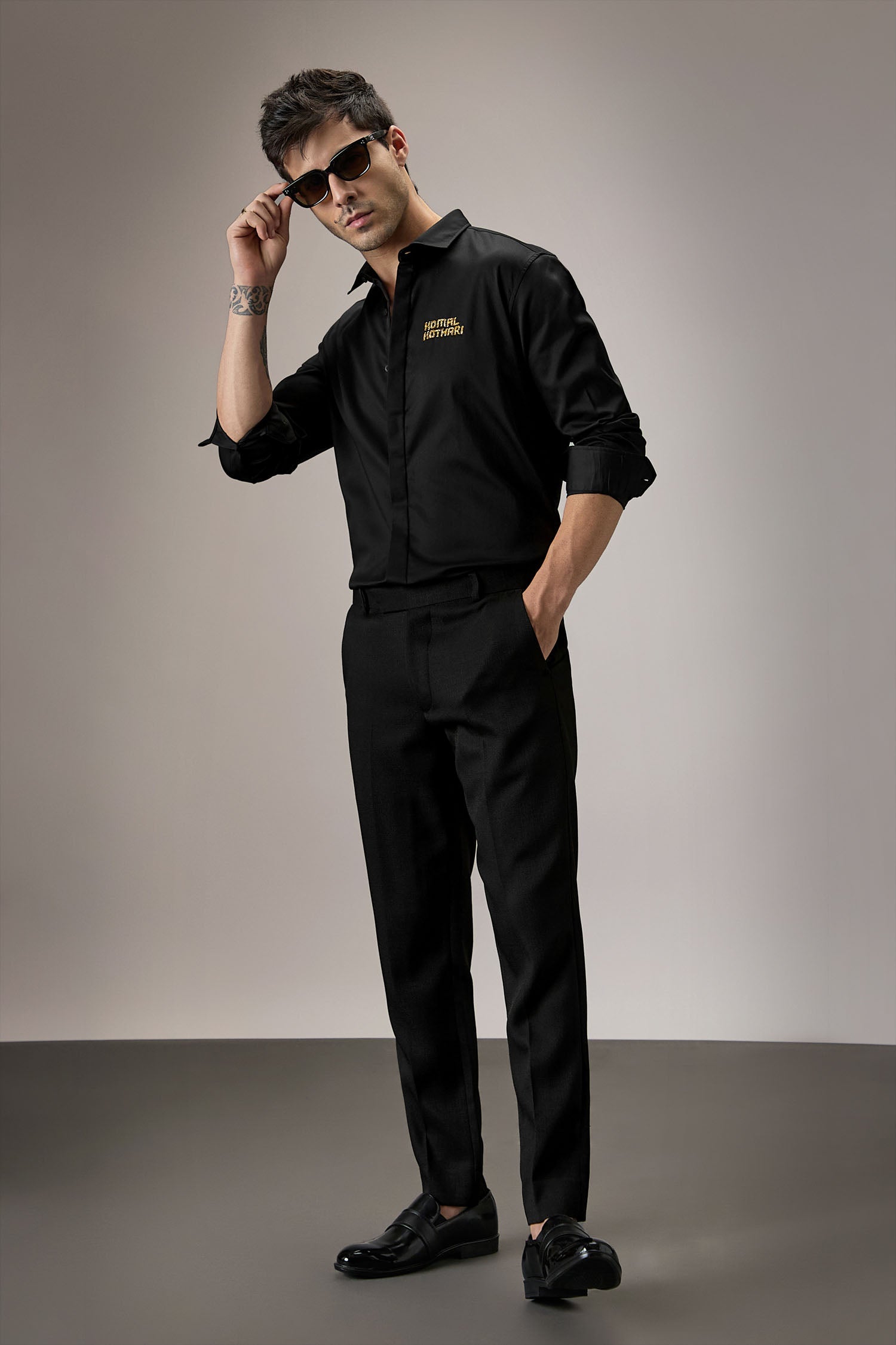 Komal Kothari Hand Embroidered Designer Shirt - Black