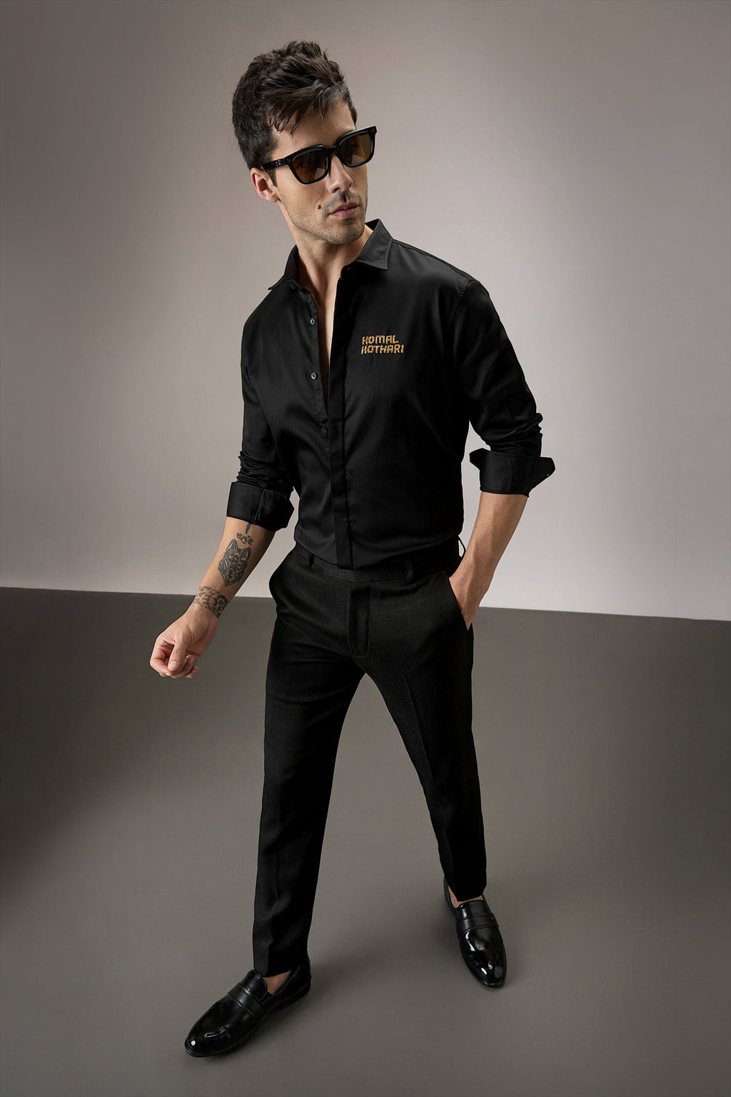 Komal Kothari Hand Embroidered Designer Shirt - Black