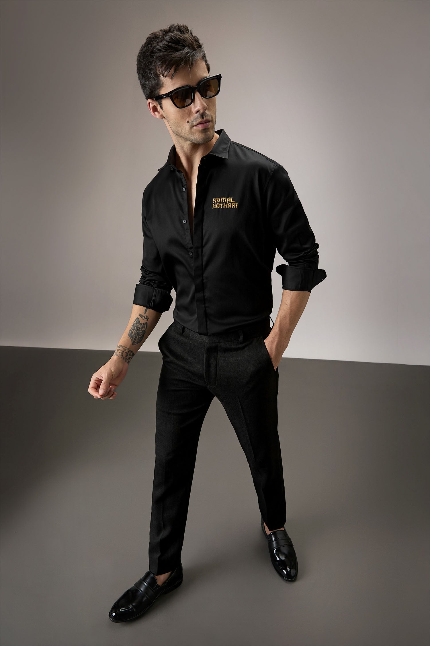 Komal Kothari Hand Embroidered Designer Shirt - Black