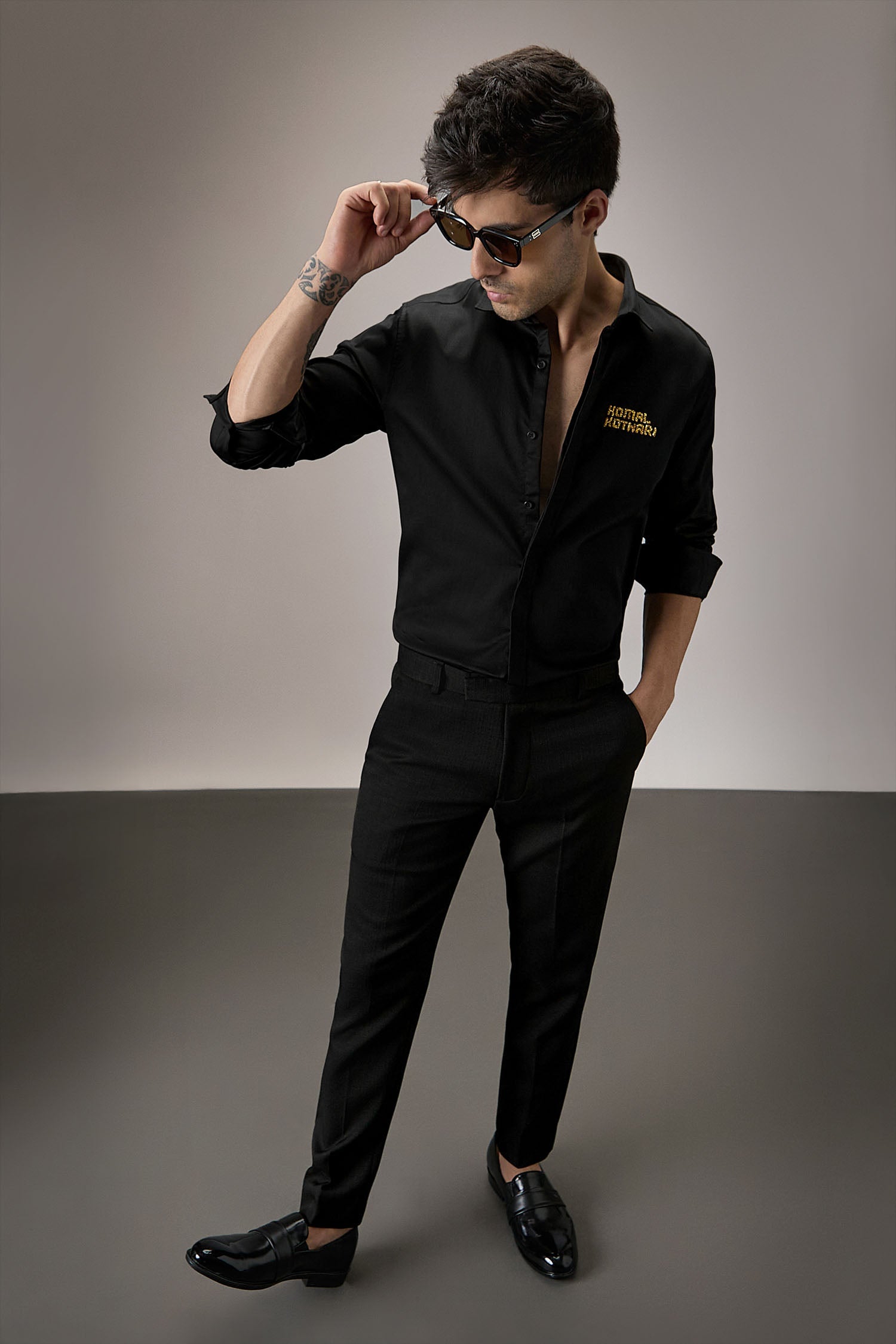 Komal Kothari Hand Embroidered Designer Shirt - Black