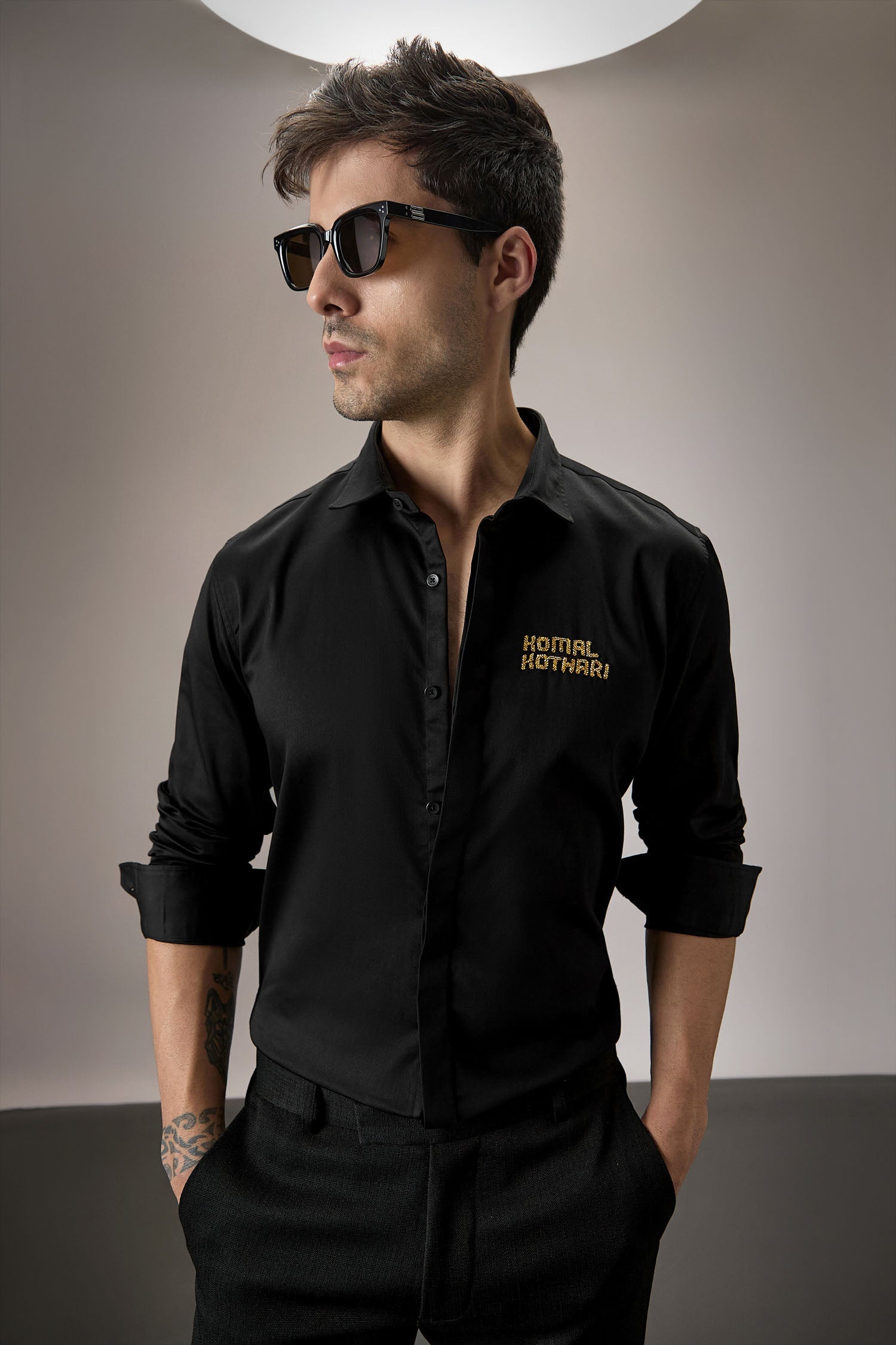 Komal Kothari Hand Embroidered Designer Shirt - Black
