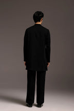 Emerald Fringe - Hand Embroidered Designer Kurta - Black