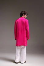 HeartThrob (Rhinestone) - Hand Embroidered Designer Kurta - Hot Pink