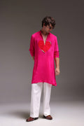 HeartThrob (Rhinestone) - Hand Embroidered Designer Kurta - Hot Pink