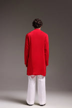 Preen(Parrot) - Hand Embroidered Designer Kurta - Red