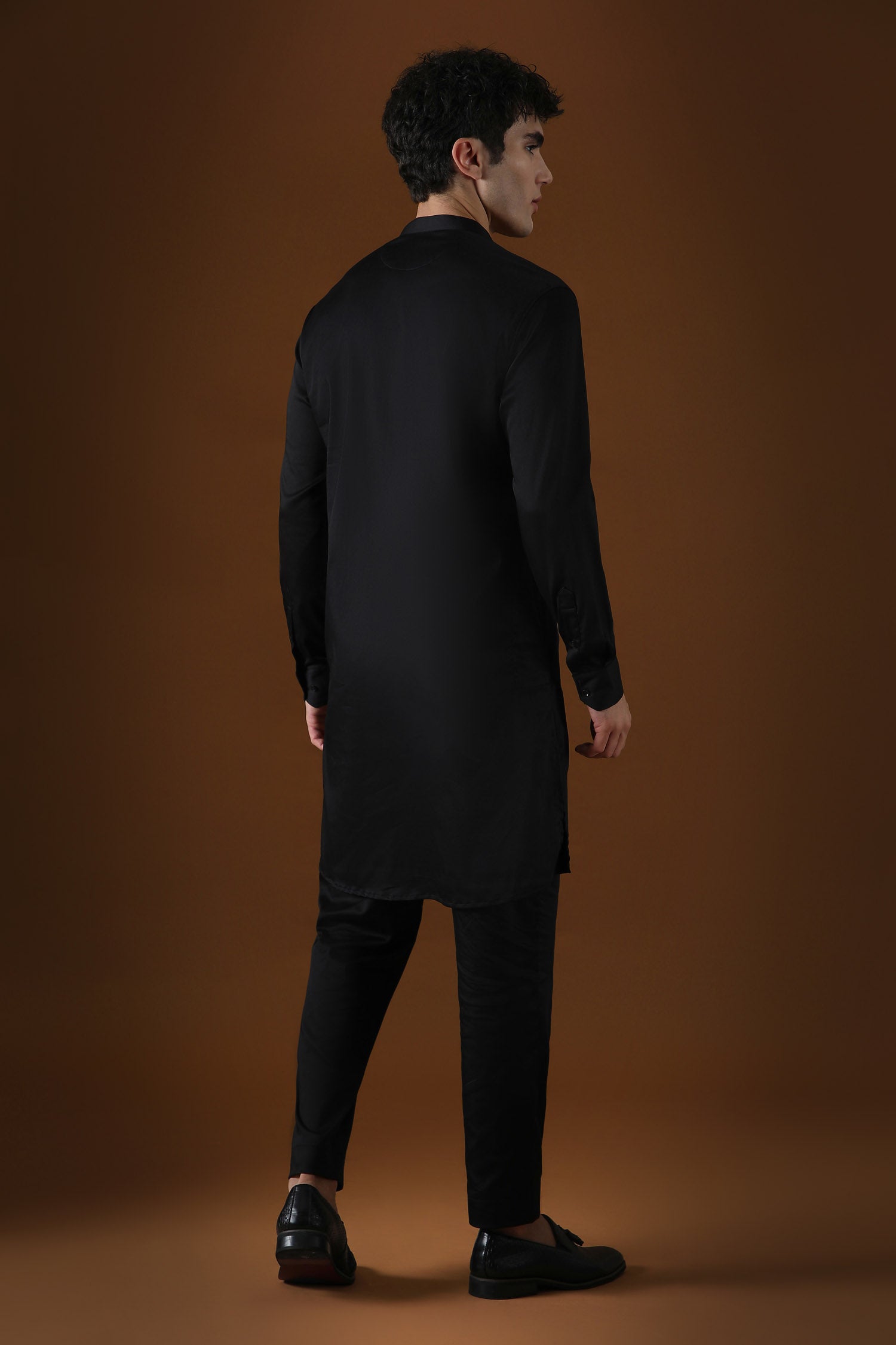 Mirror Knot Hand Embroidered Designer Kurta - Black