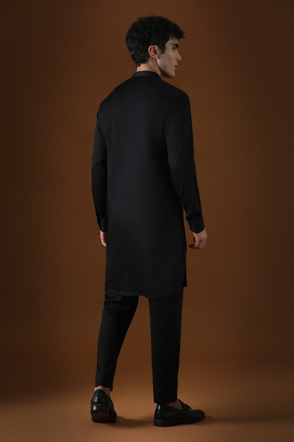Mirror Knot Hand Embroidered Designer Kurta - Black