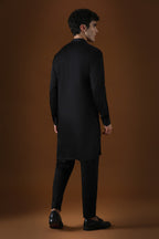 Mirror Knot Hand Embroidered Designer Kurta - Black