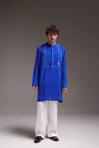 Wade - Hand Embroidered Designer Kurta - Royal Blue